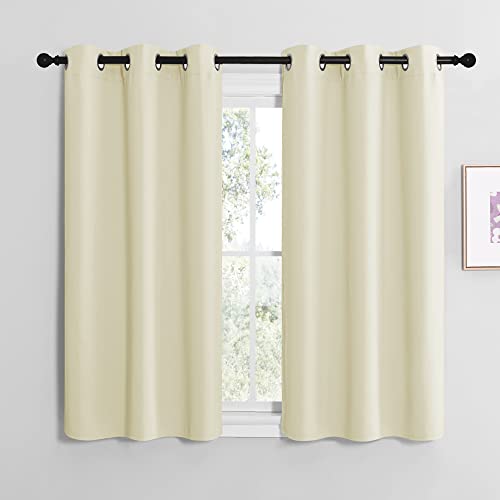 NICETOWN Kitchen Curtains for Decoration, Thermal Insulated Grommet Room Darkening Draperies/Panels for Laundry (Beige, 2 Panels, W42 x L50 inches) Be