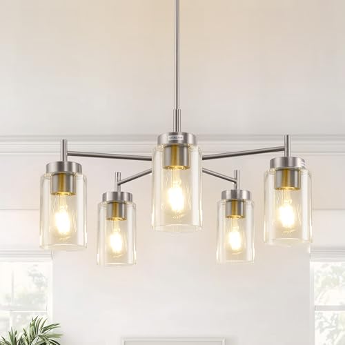L LOHAS LED 5-Light Nickel Chandelier for Dining Room Light