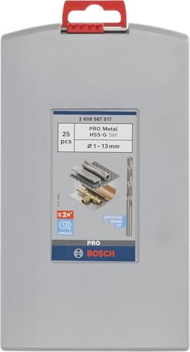 Bosch Professional 25tlg. ProBox Metallbohrer Set HSS-G (geschliffen, Zubehör Bohrschrauber und Bohrständer), Durchmesser: 1.0 - 13.0