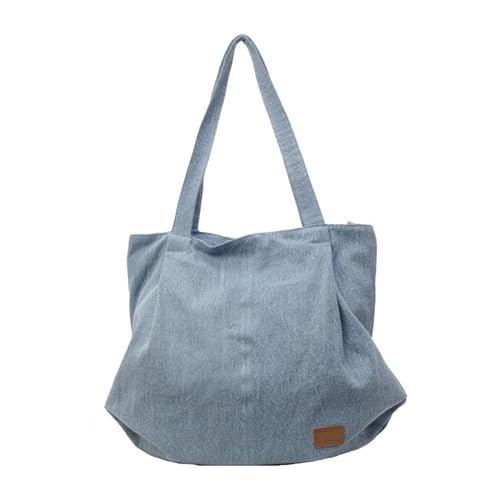 Sac à bandoulière en denim bleu clair de grande capacité pour femme