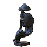 NEWQZ Creative Abstract Men Figurine Sculptures, Keep Silence Statue, Thinker Statue, Office Home Decor (Black)