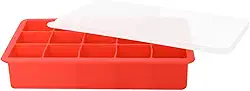 Mimo Style Forma de Gelo Com Tampa, Feita de Silicone e Polipropileno na Cor Vermelha. Produz 15 Cubos de Gelo Por Vez de 27ml Cada. Prática, Resistente e Reutilizável