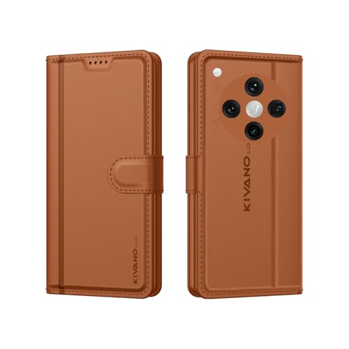 Image of KIVANO LUXE Compatible for Oppo Find X8 5G Luxury Handmade Leather Magnetic Flip Folio Case | Card Holder & Kickstand | Slim Protective Cover | Unisex - Brown