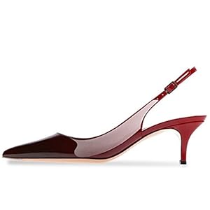 Slingback Pumps, Women’s Pointed Toe Low Heel Sandals Slingback Strap Kitten Heel Pumps Evening Party Wedding Shoes