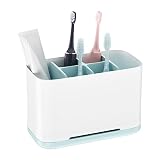 Toothbrush Holder, Toothpaste Holder with Anti-Slip Bottom, Electric Toothbrush Holder with Adjustab
