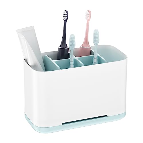 Toothbrush Holder, Toothpaste Holder With Anti-Slip Bottom, Electric Toothbrush Holder With Adjustable Dividers, Large Toothbrush Caddy Organizer Storage Detachable For Bathroom Shower Family Kids #TOP1