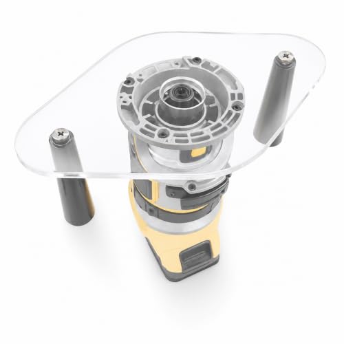 Clear Acrylic Router Base Plate with Dual Handles Fits DeWalt DWP611 & DCW600B Compact Routers Works with Standard Guide Bushings 6 x 10 3/8 Thick
