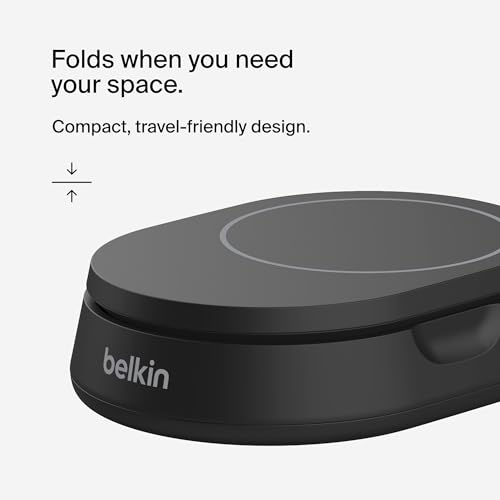 Image of Belkin Convertible Magnetic Charging Stand 15W - MagSafe-Compatible Qi2-Certified Wireless Charging Station, iPhone Charger for Apple iPhone 16 Series, Airpods Pro, & More, No PSU - Black (2-Pack)
