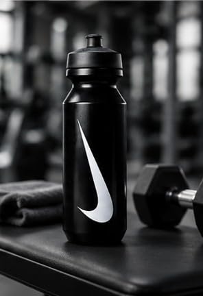 Image of Nike Plastic Water Bottle, 22 ounces, Black;White