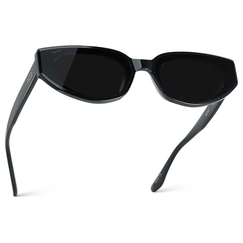 WearMe Pro Womens Cat-Eye Sunglasses: Flat Lens Acetate Frame Anti-Reflective (Black/Triple Black Lens)