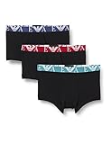 Emporio Armani Underwear Herren Monogram 3-Pack Trunk, Black/Black/Black, L