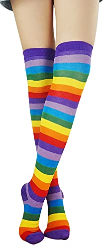 Bienvenu Womens Socks Striped Knee High Socks Arm Warmer Fingerless Gloves Set