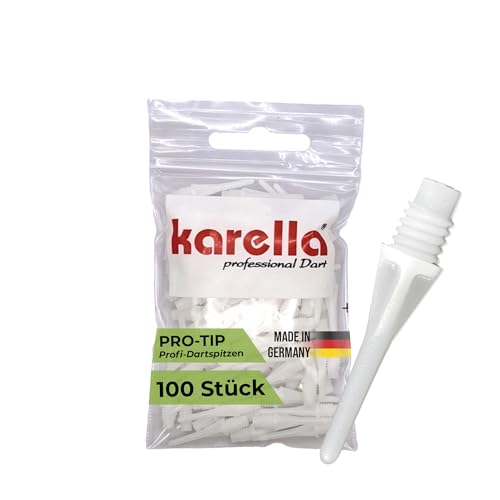 Karella Dartspitzen Kunststoff 100 St. Original PRO-TIP in Shorty Version, Softdart Ersatzspitzen für elektronische Dartscheiben, Made in Germany, formstabil und langlebig