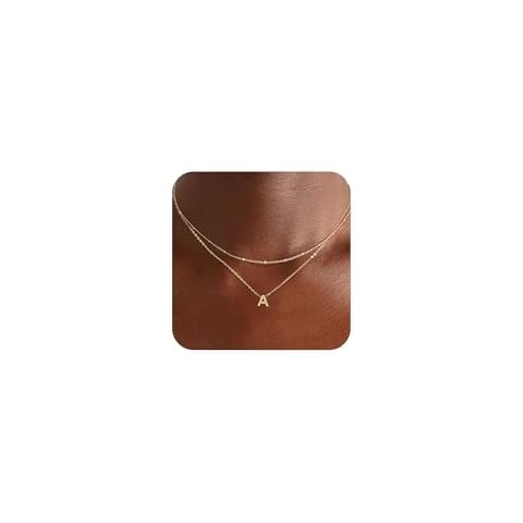 LEXODY Gold Initial Necklaces for Women, 14k Gold Plated Round Letter A-Z Pendant Necklace Trendy Capital Monogram Necklace Dainty Name Pendant Necklace for Women Jewelry Gifts Cover