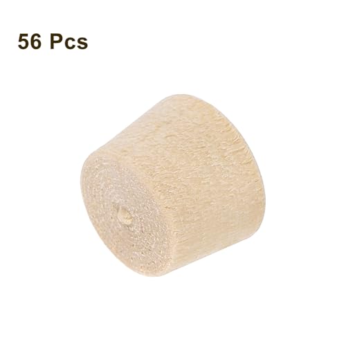 Image of uxcell 56Pcs Wood Button Plugs, 8.5mm /0.33 inch Flat Head Hardwood Screw Hole Plug Wooden Caps Buttons Wood Plug for Furniture Woodworking Craft Decor (10mm x 8.5mm)