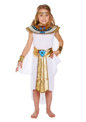 HENBRANDT Childrens Egyptian Girl Fancy Dress Costume Ancient Egypt Outfit for Kids School History Book Day Size Medium Ages 7-9 Halloween Egyptian Fancy Dress Up for Girls