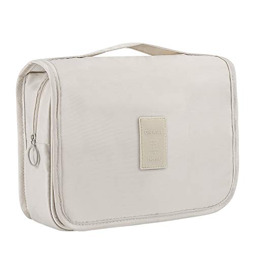Trawila Travel Hanging Toiletry Bag Cosmetic Bag Makeup Organizers for Men & Women with Sturdy Hook (Beige)