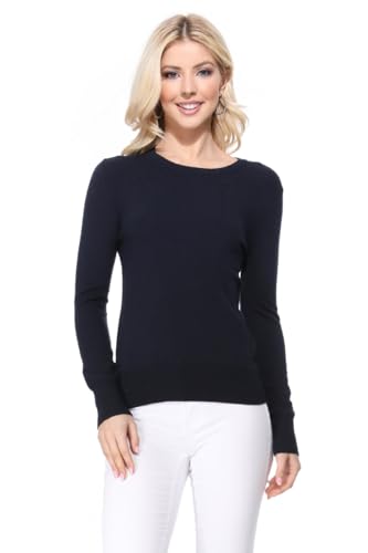 Image of YEMAK Women's Knit Sweater Pullover - Long Sleeve Crewneck Basic Classic Casual Knitted Soft Lightweight T-Shirt Top