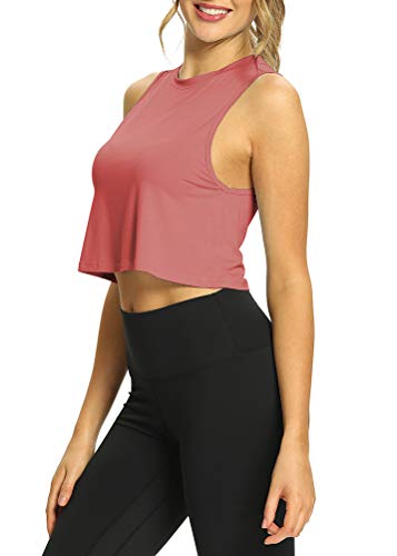 image for Mippo Crop Workout Tops for Women Flowy Crop Tank Yoga Tops Sleeveless
