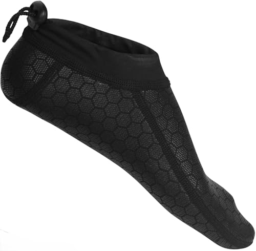 Neoprene Reef Booties with Ankle Drawstring - 1.0mm Thick Water Socks for Surfing, Wakeboarding, Waterskiing & All Watersports - Non-Slip, Secure Fit, and Lightweight Black3