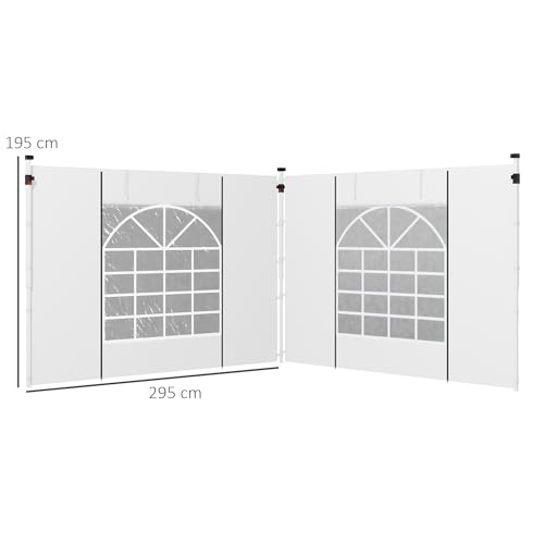 Outsunny Gazebo Side Panels with Windows and Doors, for 3x3(m) or 3x6m Pop Up Gazebo, 2 Pack Sides Replacement, White - Image 7