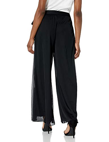 Alex Evenings Women's Wide Leg Chiffon Dress Pant (Petite Regular Plus Sizes), Black Side Tie, Lp #TOP1