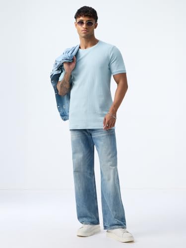 Image of The Souled Store Korean T-Shirts: Men and Boys Short Sleeves Round Neck Solid Regular Fit Easy to Style Everyday Wear Trendy Lightweight T-Shirt