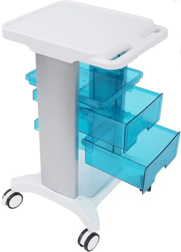 Chariot médical à roulettes et tiroirs en acier pour cliniques et laboratoires