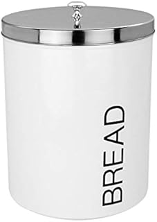 Harbour Housewares Contemporary Bread Bin - Steel Kitchen Storage Caddy with Rubber Seal - White - 22.5cm