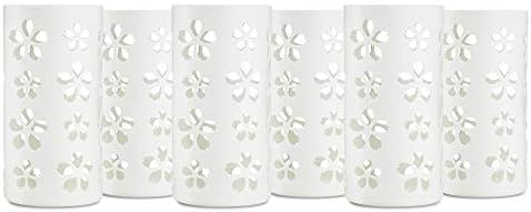 Silicone Glass Water Bottle Sleeves - 6-Pack of Protective Holders 16-18 oz Capacity - Anti-Slip Protection for Beverage Containers - Insulating Carriers for Smoothies and Juices (White Flowers)