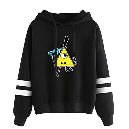 Bill Cipher Art Hoodies Pocketless Parallel Bars Sleeve Sweatshirt Woman Man Clothes (Black,L)