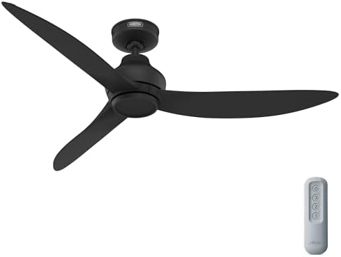 Hunter - Mazzini Indoor/Outdoor Ceiling Fan, Remote, 52-inch, Casual-style, 6-speed DC Motor, Energy Star, for porches, patios, sunrooms, bathrooms (Matte Black)