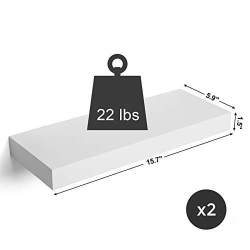 Songmics Wall Shelf 2-Set, Floating Shelf 15 Inches, Easy Install For Decorative Display Corner Invisible Bracket Support White Ulws14Wt-2 #TOP4