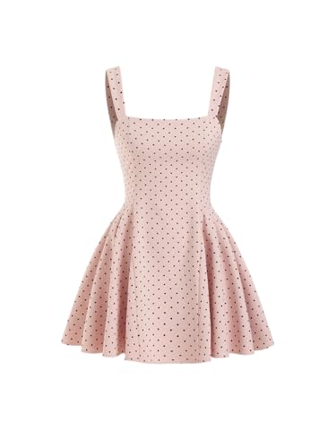 Image of CIDER Womens Polka Dot Going Out Dress Cute Summer Date Night Square Neck Sleeveless Mini Dress