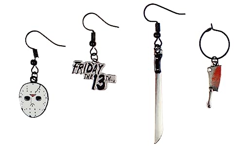 Friday The 13th Costume Jewelry Stud Dangle Closed Back Earrings Set 4 Pack3