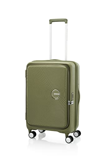 Image of American Tourister Curio Book Opening 68 cms Medium Check-in Polypropylene Hard Sided Luggage /Trolley Bag with Double Spinner Wheels and TSA Lock (Khaki)