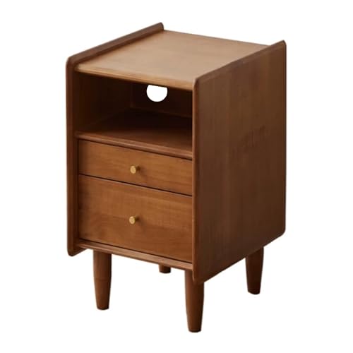 Table de chevet de rangement en bois avec 2 tiroirs et étagère de lit