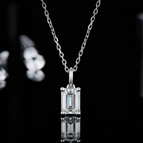Collier pendentif rectangulaire moissanite 1 carat argent 925