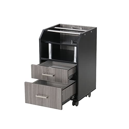 Image of Glass Glow Pedicure Trolley Black /Dark Gray Cart for Nail Salon Furniture & Equipment