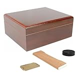 Quality Importers Trading Capri Cigar Humidor, Holds 25-50 Cigars, SureSeal Technology, Spanish Cedar Lining, 1 Round Humidifier, 1 Divider, Mahogany