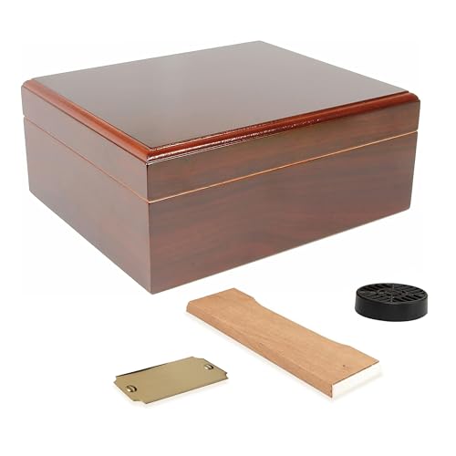 Quality Importers Capri Cigar Humidor, Holds 25-50 Cigars, SureSeal Technology, Spanish Cedar Lining, 1 Round Humidifier, 1 Divider, Mahogany