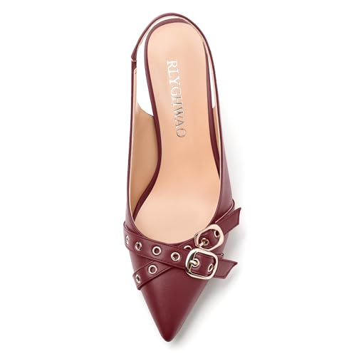 Women's Pumps, Pointed Toe Stiletto Heel Slingback Pumps, Elastic Strap Fashion Solid Matte Pumps for Women3