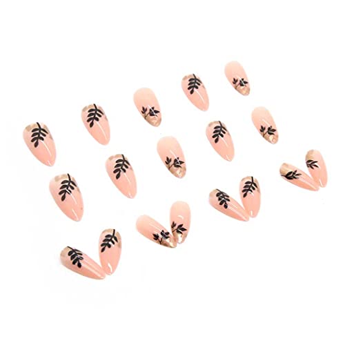 Foccna Medium Length Almond Press On Nails Nude Acrylic Nails Press On Nails For Women,Artificial Jelly Glue Sticker On Nails, Abstract Fake Nails For Nail Art Manicure Decoration 24Pcs #TOP3