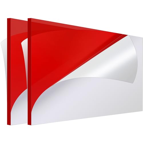 Image of Roowest 2 Pcs 18 x 24 Inch Acrylic Sheet 3 /16 inch Thick Acrylic Board Panel for Crafts Art Display Painting Shelf DIY Wedding Signs Cut to Size(Red)