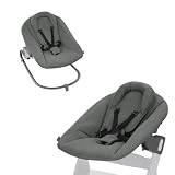 hauck Alpha Bouncer Premium Hamaca Bebé para trona Evolutiva Alpha & Beta desde el Nacimiento, Balancin Bebe con Arnés de 5 Puntos, Mecedora Bebe Reclinable - Gris