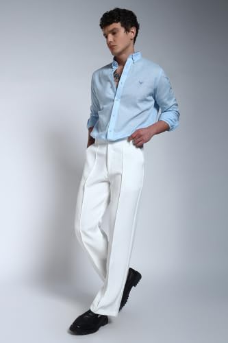 PERCH Solid Pintuck Korean Pants for Men White - Image 6