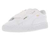 PUMA Girls' Basket Heart Patent Inf Sneaker, Puma White-Puma Whit, 6 M US Toddler