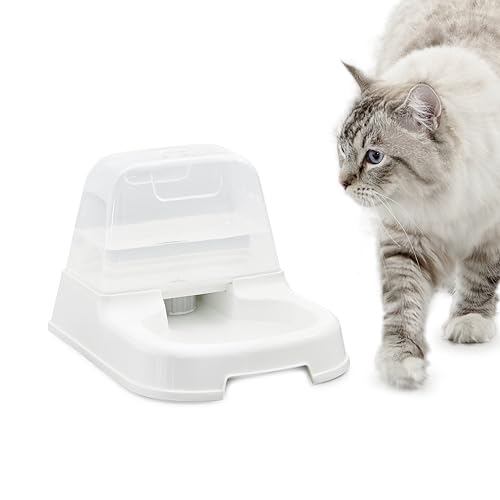 Iris Ohyama, Distributore d'acqua per 2 L regolatore di carico acqua, no troppopieno con sistema antigoccia per cane e gatto - Pet Water Feeder J-200, Bianca