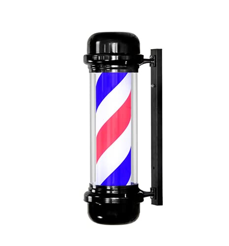 LED Barber Shop Sign Pole Light, Red White Blue Stripe Design Rotating Illumate Hair Salon Wall Hanging Light Outdoor Waterproof Beauty Lamp