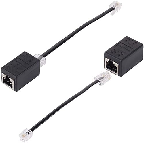 HAWAKA RJ45 to RJ11 Converter Adapter for DSL Modem, Connect Telephone Line to Router DSL Port - Not for Ethernet Computer Networks (2-Pack)